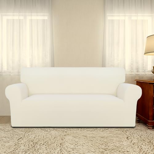 Stretch Oversized Loveseat Covers Couch Covers for Sofa Ivory (Medium-XL Oversized Loveseat / Ivory)