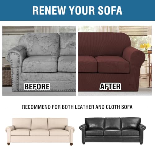 4 Piece Stretch Sofa Covers for 3 Cushion Couch Covers Furniture Slipcovers for Living Room (X-Large / Burnt Brick)