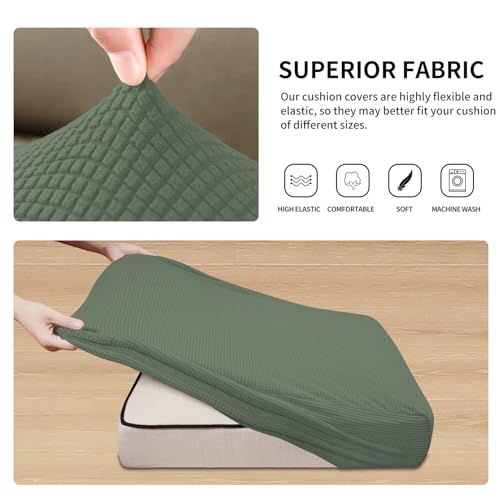 Stretch 3 Pieces Couch Cushion Covers for Sectional Sofa Left (2 Seater + 1 Chaise / Greyish Green)