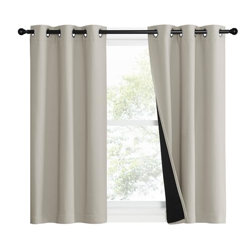 Natural 100% Blackout Lined Curtains (Natural / 37"W x 40"L (Pack of 2))