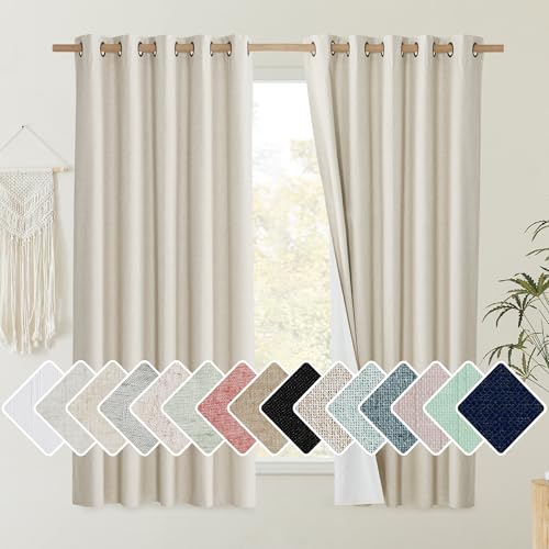 Natural Blackout Curtains for Kitchen 52" Wide x 63" Long 2 Panels (62"W x 63"L (Pack of 2) / Natural)