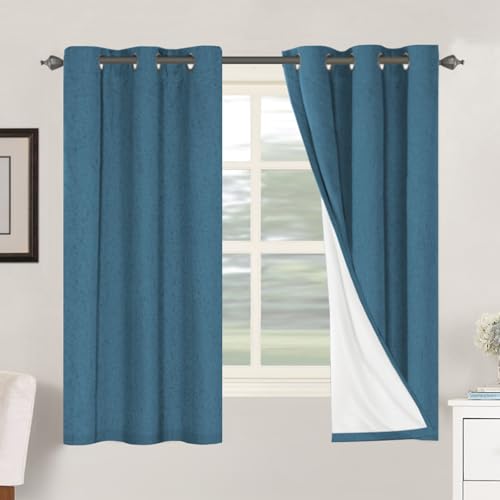 100% Blackout Linen Curtains 63" L 2 Panels Blue Sapphire (Blue Sapphire / 42"W x 63"L (Pack of 2))