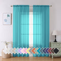 Turquoise Sheer Curtains 84 Inches Long 2 Panels Set (40"W x 84"L (Pack of 2) / Turquoise)