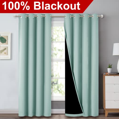 Aqua Blue Blackout Curtains for Guest Room 52" w x 84" L 2 Panels (Aqua Blue / 52"W x 84"L (Pack of 2))