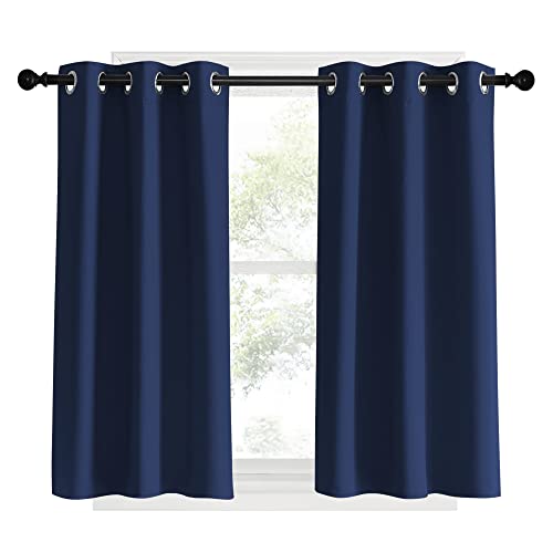 Blackout Curtains & Drapes for Kitchen (Navy / 34"W x 40"L (Pack of 2))