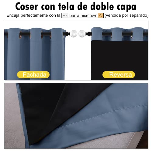 Stone Blue 100% Blackout Curtains with Black Liners (Stone Blue / 42"W x 45"L (Pack of 2))