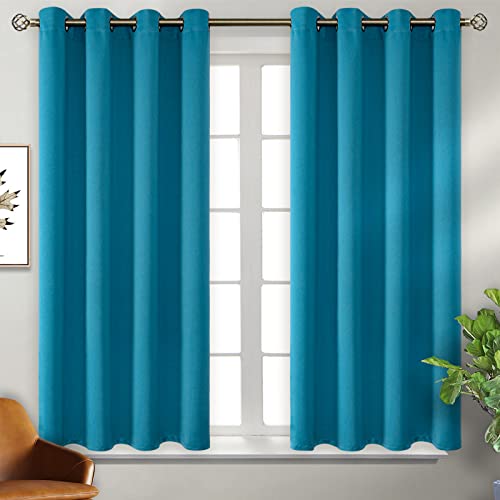 Peacock Blue Blackout Curtains for Bedroom 54 Inch Long (Peacock Blue / 52"W x 54"L (Pack of 2))