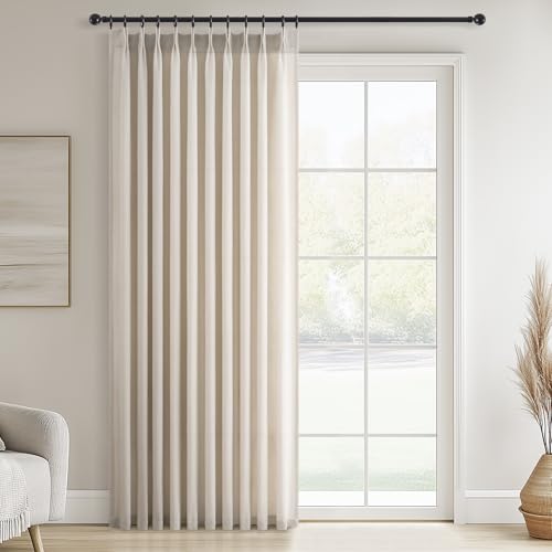 108 Inch Pinch Pleated Linen Curtains 1 Panels (Oatmeal / 60"W x 108"L (Pack of 1))