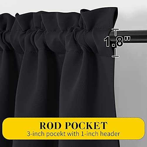 Black Blackout Curtains with Attached Valance (Jet Black / 52"W x 45"L (Pack of 2))