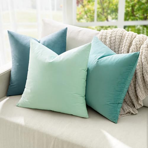 26x26 Inch Pack of 2 Euro Velvet Throw Pillow Covers Aqua Green (26" x 26" (Pack of 2) / Aqua Green)