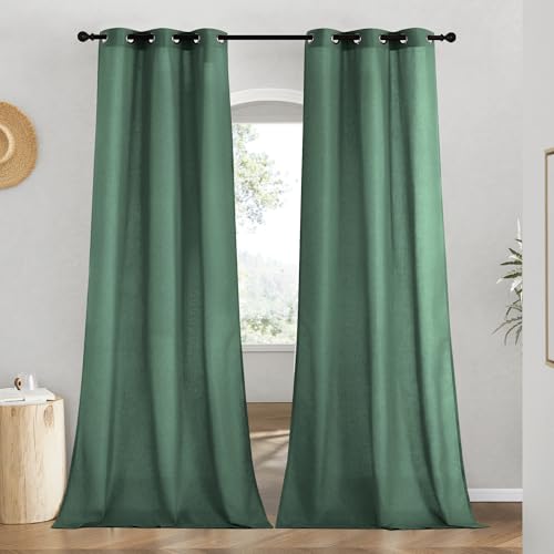 Linen Curtains for Windows 90 inch Long (Olive Green / 42"W x 90"L (Pack of 2))