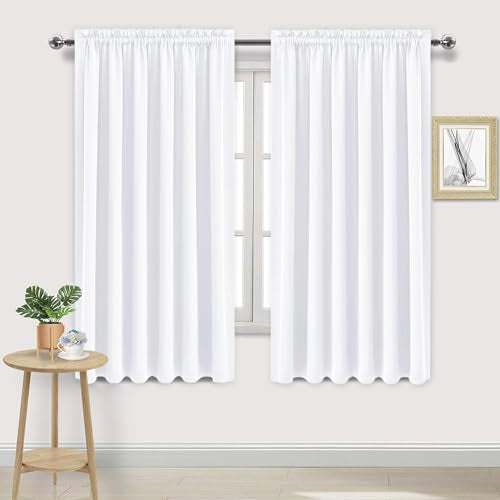 Wide Curtains 50% Light Blocking for Living Room 72 Inch Long 2 Panels (Pure White / 70"W x 72"L (Pack of 2))