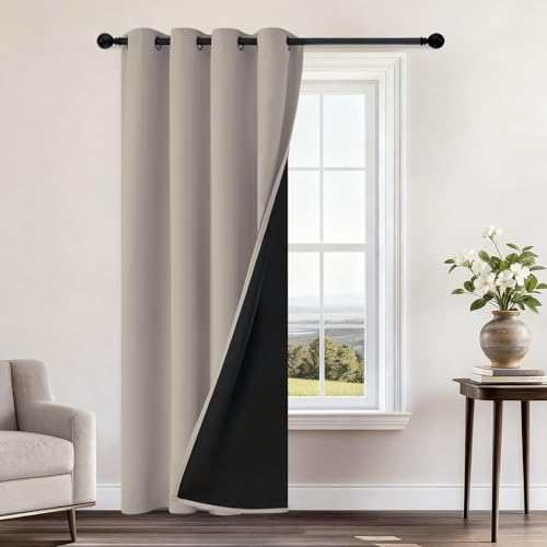 Natural Blackout Curtains 84 Inches Long for Bedroom 52" Wide 1 PCS (52"W x 84"L (Pack of 1) / Natural)