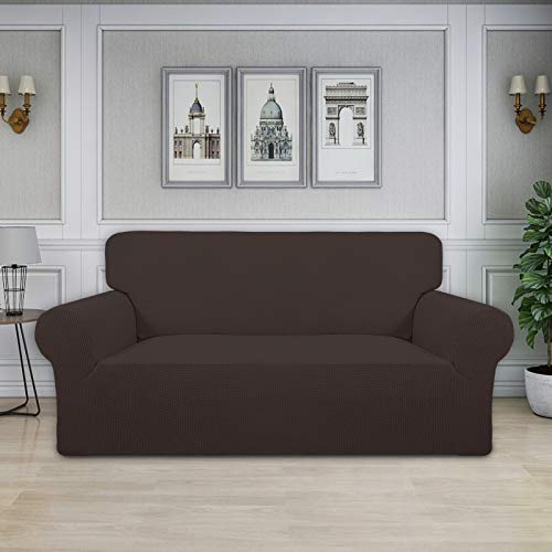 Stretch Oversized Loveseat Couch Covers Washable Chocolate (Medium-XL Loveseat / Chocolate)