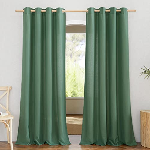 Thick Linen Olive Green Curtains & Drapes (Olive Green / 55"W x 90"L (Pack of 2))