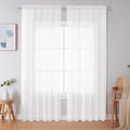 White Sheer Curtains 90 Inches Long (White / 59"W x 90"L (Pack of 2))