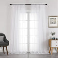 White Sheer Curtains 108 Inch Length 2 Panels Set (White / 42"W x 108"L (Pack of 2))