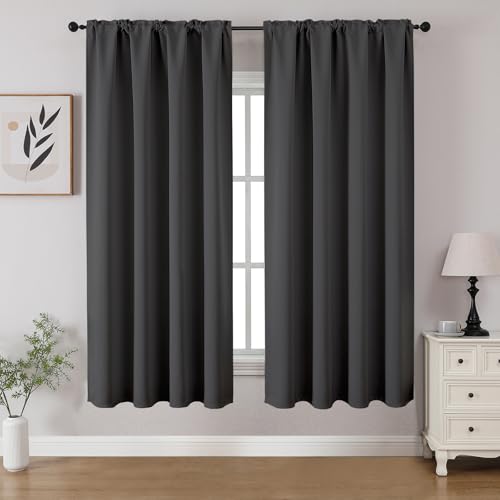 Dark Grey Blackout Curtains 54 inch Length 2 Panels Set (Dark Grey / 52"W x 54"L (Pack of 2))