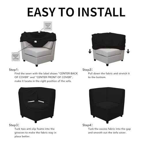 Stretch Soft Sectional Corner Sofa Couch Slipcover Black (Medium Sectional Corner / Black)