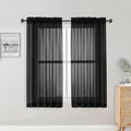 Sheer Curtains (Black / 42"W x 50"L (Pack of 2))