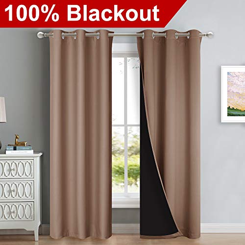 100% Blackout Curtains Thermal (Cappuccino / 42"W x 84"L (Pack of 2))