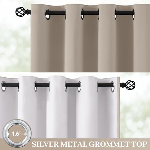 Natural Blackout Curtains 72 Inches Long for Bedroom 50" Wide 2 PCS (50"W x 72"L (Pack of 2) / Natural With White Backing)