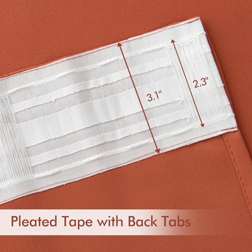 Fall Burnt Orange Back Tab Blackout Curtains 52"x108" Length 2 Panel (Burnt Orange / 52"W x 108"L (Pack of 2))