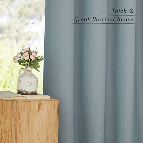 Linen Stone Blue Curtains 63 inch Length (Stone Blue / 55"W x 63"L (Pack of 2))