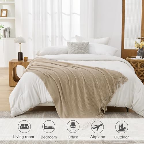 Throw Blanket for Couch (D-tan/Beige / 50*60'')