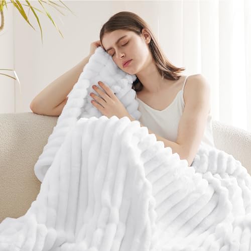 Soft Throw Blanket for Couch Decor Gifts Bright White 50"x70" (Bright White / Throw XL)