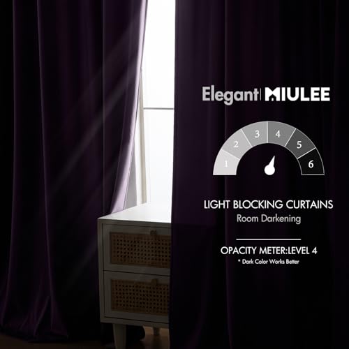Purple Velvet Curtains 52x84 inches Luxury Blackout Curtains (Purple / 52"W x 84"L (Pack of 2))