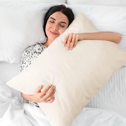 Flannel King Size Pillow Cases Set of 2 (Off White / 36" x 20" (Pack of 2))