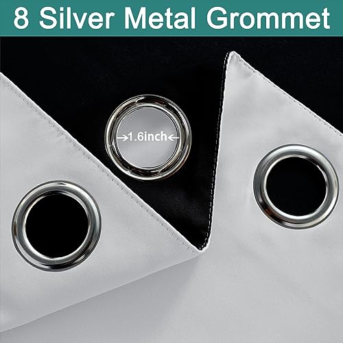 Greyish White Blackout Curtains 96 Inches Long 52" Wide (52"W x 96"L (Pack of 1) / Greyish White)