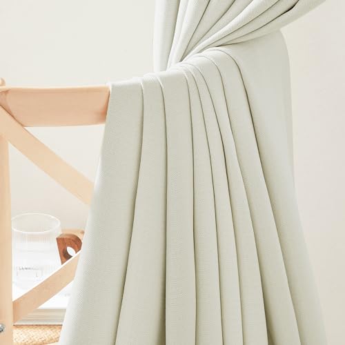 Room Darkening Bedroom Curtains 96 inches Long (Linen Natural / 52"W x 96"L (Pack of 2))