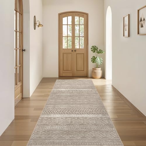 Boho 2x6 Runner Rug Machine Washable Rugs Non Slip Dark Brown (Dark Brown / 2' X 6' (Runner))