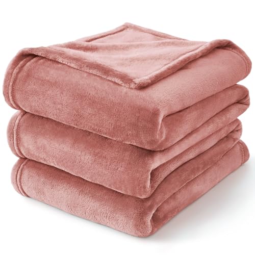 Fleece Blanket Soft Plush Throw for Couch Dusty Pink 50"x60" (Dusty Pink / Throw(50"x60"))