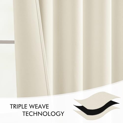 Birch Back Tab Blackout Curtains 52x120 Inch Long 2 Panels Set (Birch / 52"W x 120"L (Pack of 2))