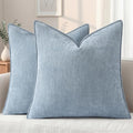 Chenille Light Blue Velvet Throw Pillow Covers 22x22 Set of 2 (Light Blue / 22" x 22" (Pack of 2))