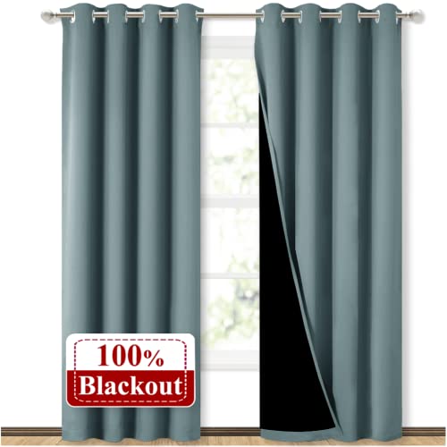 Greyish Blue Blackout Curtains for Baby Room 52" x 84" 2 Panels (Greyish Blue / 52"W x 84"L (Pack of 2))