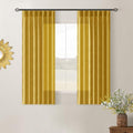 Mustard Yellow Pinch Pleated Linen Sheer Curtains 45 Inch Length 2 Panels (Mustard Yellow / 40"W x 45"L (Pack of 2))