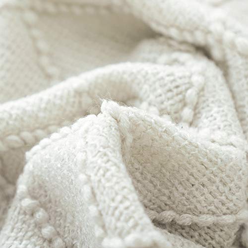 Beige Throw Blanket 60x80 Inch Boho Knitted Soft Throw Sofa Blanket (Beige / 60"x80")