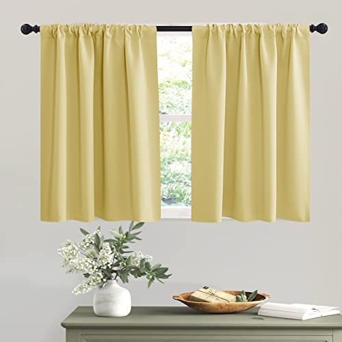 Short Light Yellow Curtains for Small Bedroom Kitchen Cafe Window (Light Yellow / 42"W x 36"L (Pack of 2))