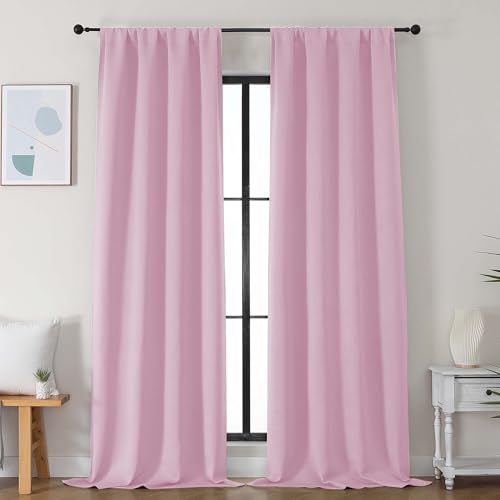 Ava Pink Blackout Curtains for Bedroom 96 Inches Long 2 Panels (Pink / 40"W x 96"L (Pack of 2))