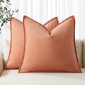 Decorative Linen Euro Sham Pillow Covers 22x22 Inch Coral (Coral / 22" x 22" (Pack of 2))