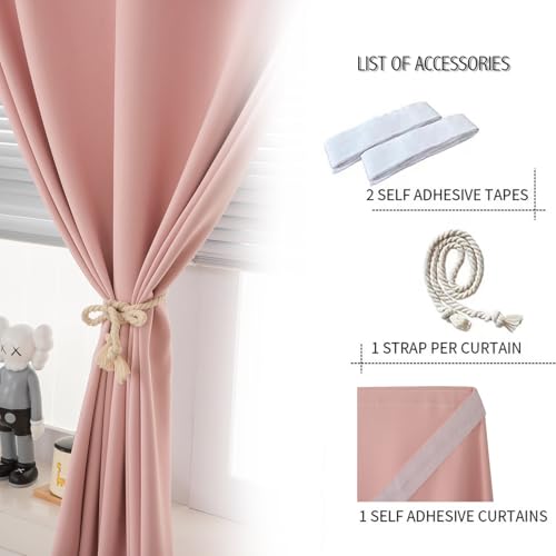 Self Adhesive Blackout Curtains (35"W x 59"L (Pack of 1) / Pink)