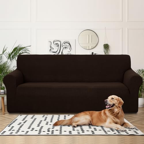 4 Seater Stretch Couch Cover for 3 Cushion Sofa (Chocolate / Xxl Sofa)