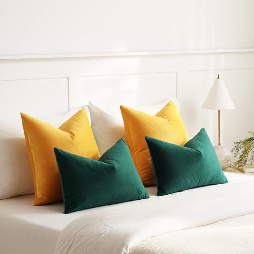 Throw Pillow Covers 22x22 Gold Yellow (Saffron / 22" x 22" (Pack of 2))