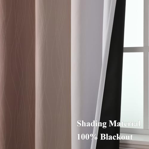 Taupe and Greyish White Ombre Blackout Curtains for Bedroom 54 Inches Long (Taupe and Greyish White / 52"W x 54"L (Pack of 2))