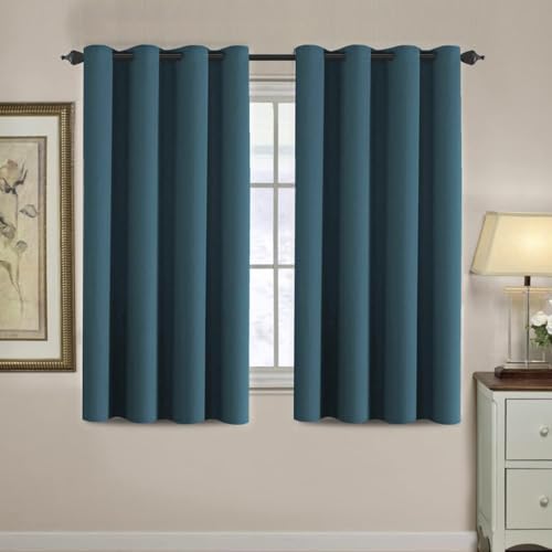 Blackout Curtain for Living Room Thermal Insulated Window Treatment Curtain 54 inch Length Energy Saving Solid Grommet Top Blackout Drape (52"W x 54"L (Pack of 1) / Dark Teal)