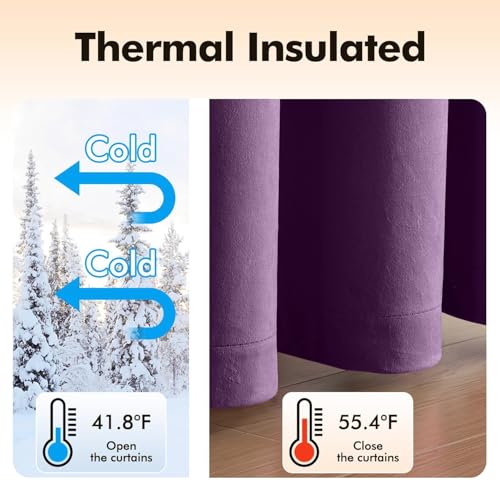 Velvet Curtains Purple 52 x 84 Inch Length Set of 2 (Purple / 52"W x 84"L (Pack of 2))